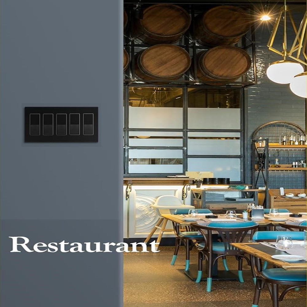 PLACA DECORA PLUS 5 UNIDADES NEGRA MCA LEVITON