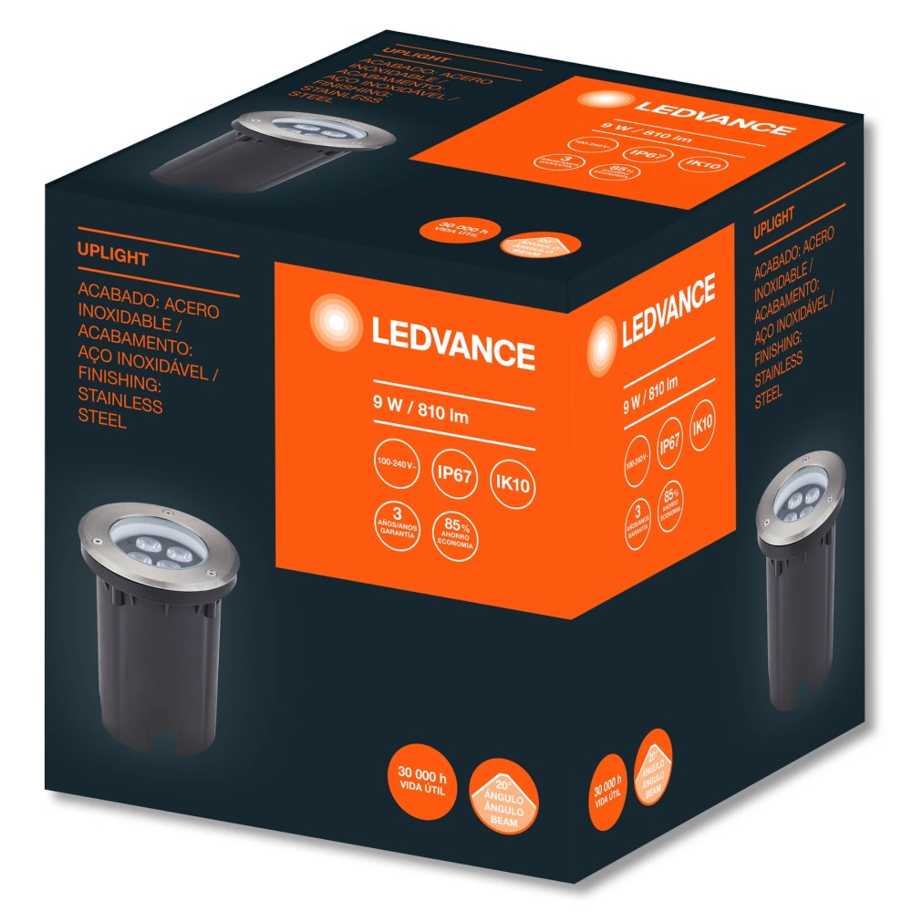 LEDVANCE UPLIGHT 9W 3000K 900LM 20 100-240V IRC70 IP67 30000HRS