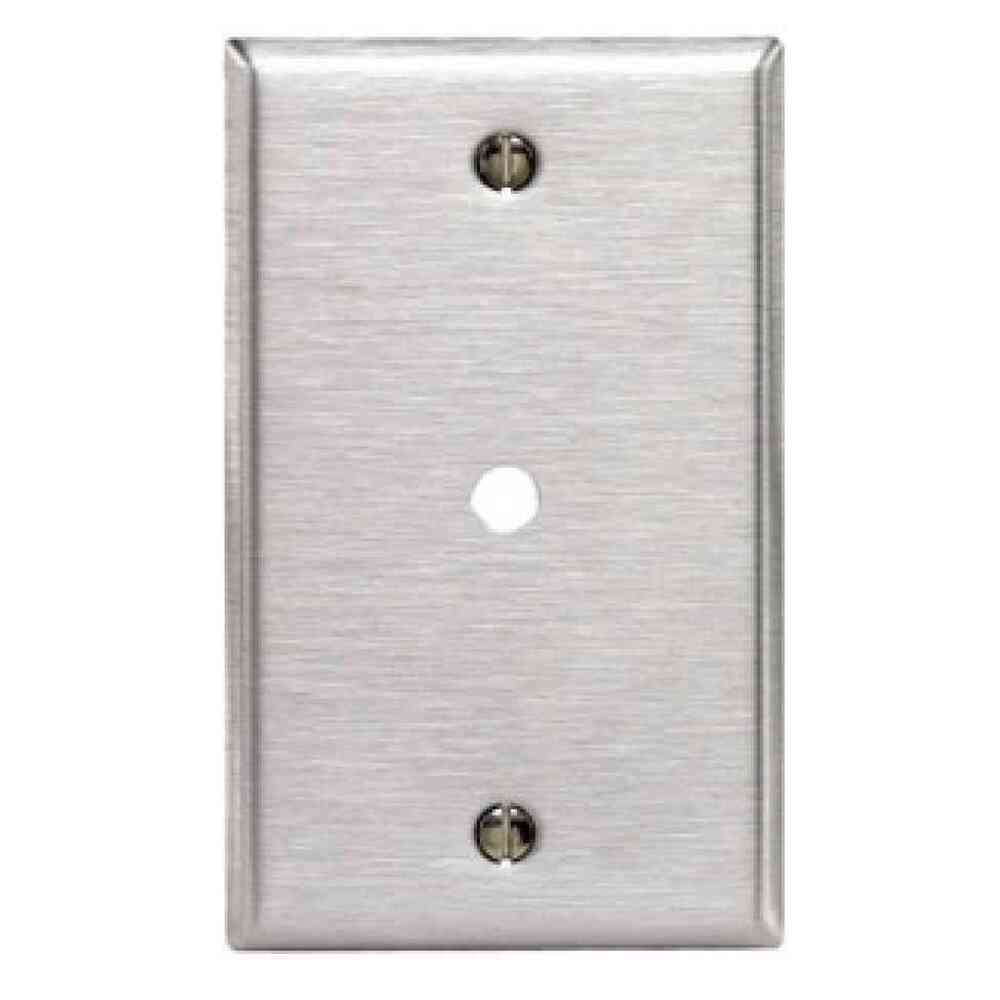 PLACA ACERO INOXIDABLE  C/ORIFICIO 8MM  PASACABLE LEVITON