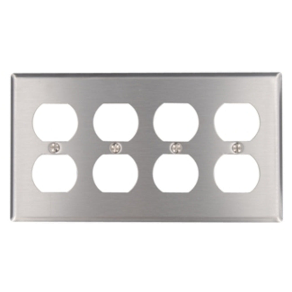 PLACA P /CONT. DUPLEX DE 4 ACERO INOX. 84041-040 LEVITON