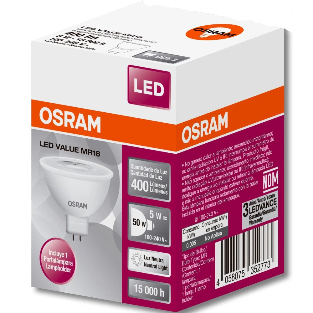 FOCO LED VALUE MR16 SW/840 36 100-240V 85141 *** OFRECER 6MR16LLED40MV36 ***