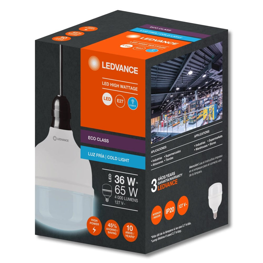 FOCO LED LEDVANCE ALTA POTENCIA 36W BASE E27 4000LM 127V