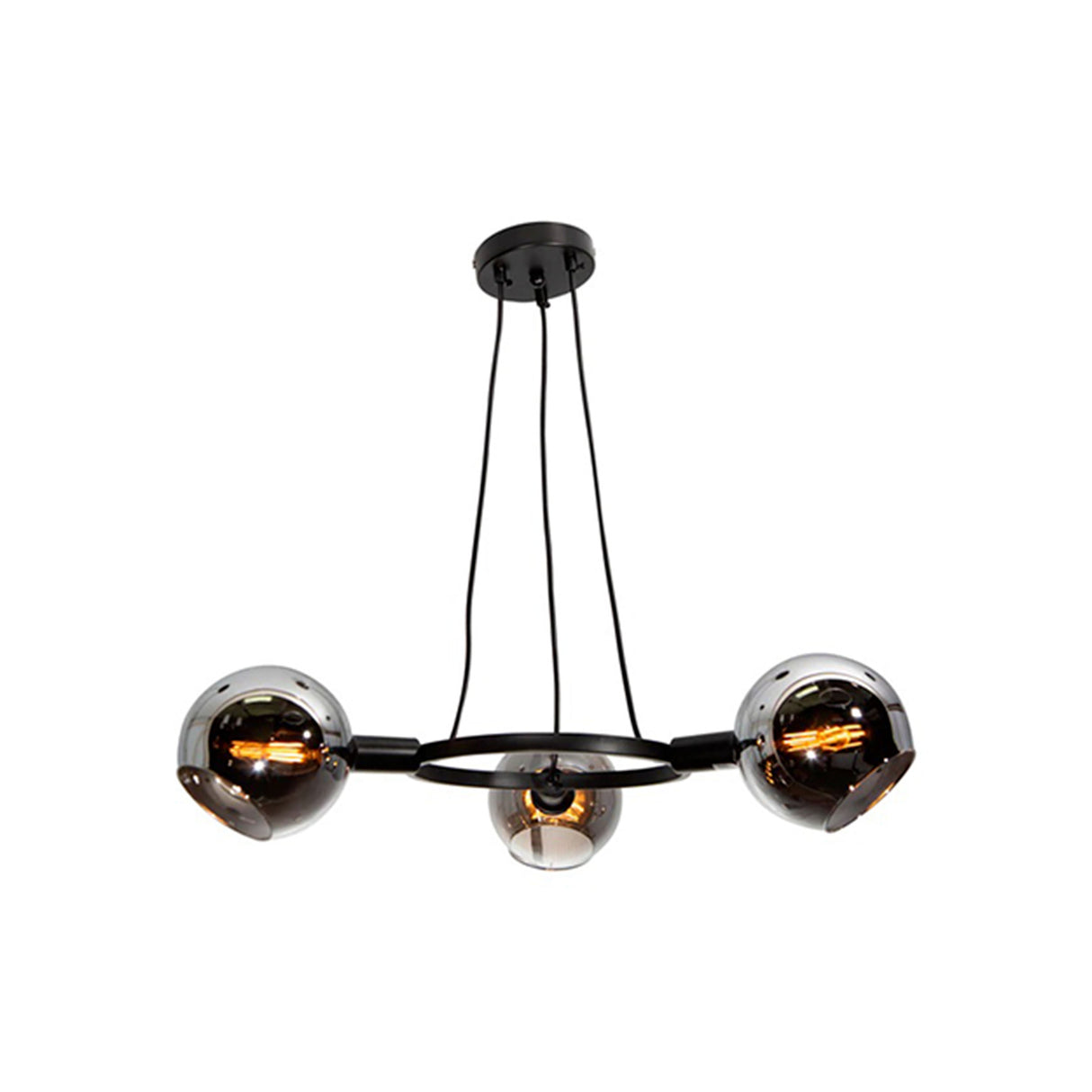 LAMPARA DE TECHO NEGRO MATE AHUMADO E14 40W 3 LUCES 120V S/FOCO