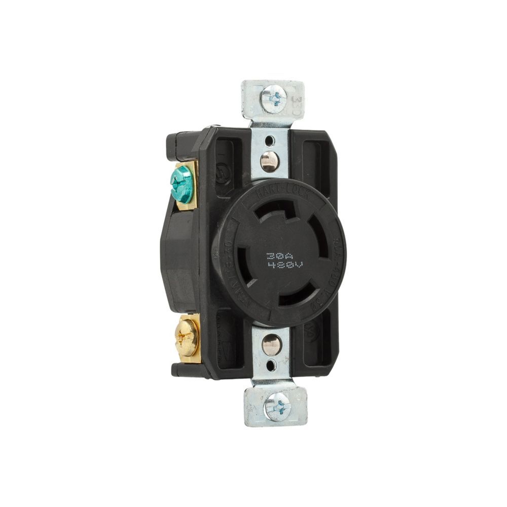 RECEPTACULO SENCILLO"HART-LOCK" MEDIA VUELTA 3P 4H 30A 480VCA NEMA L16-30 GRADO INDUSTRIA AHCL1630R
