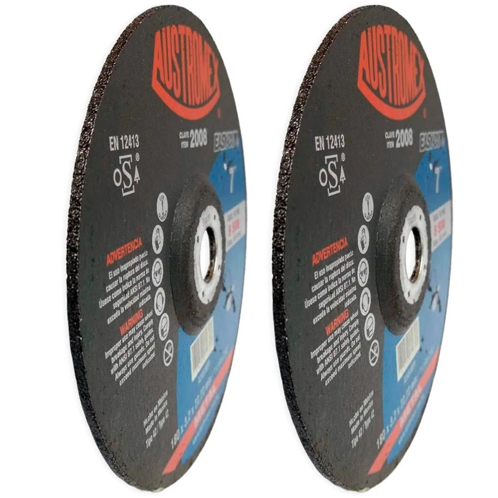 DISCO CON CENTRO DEPRIMIDO PARA CORTE DE METAL A24R4BFP 7X1/8X7/8 180X3.2X22.23 MCA AUSTROMEX