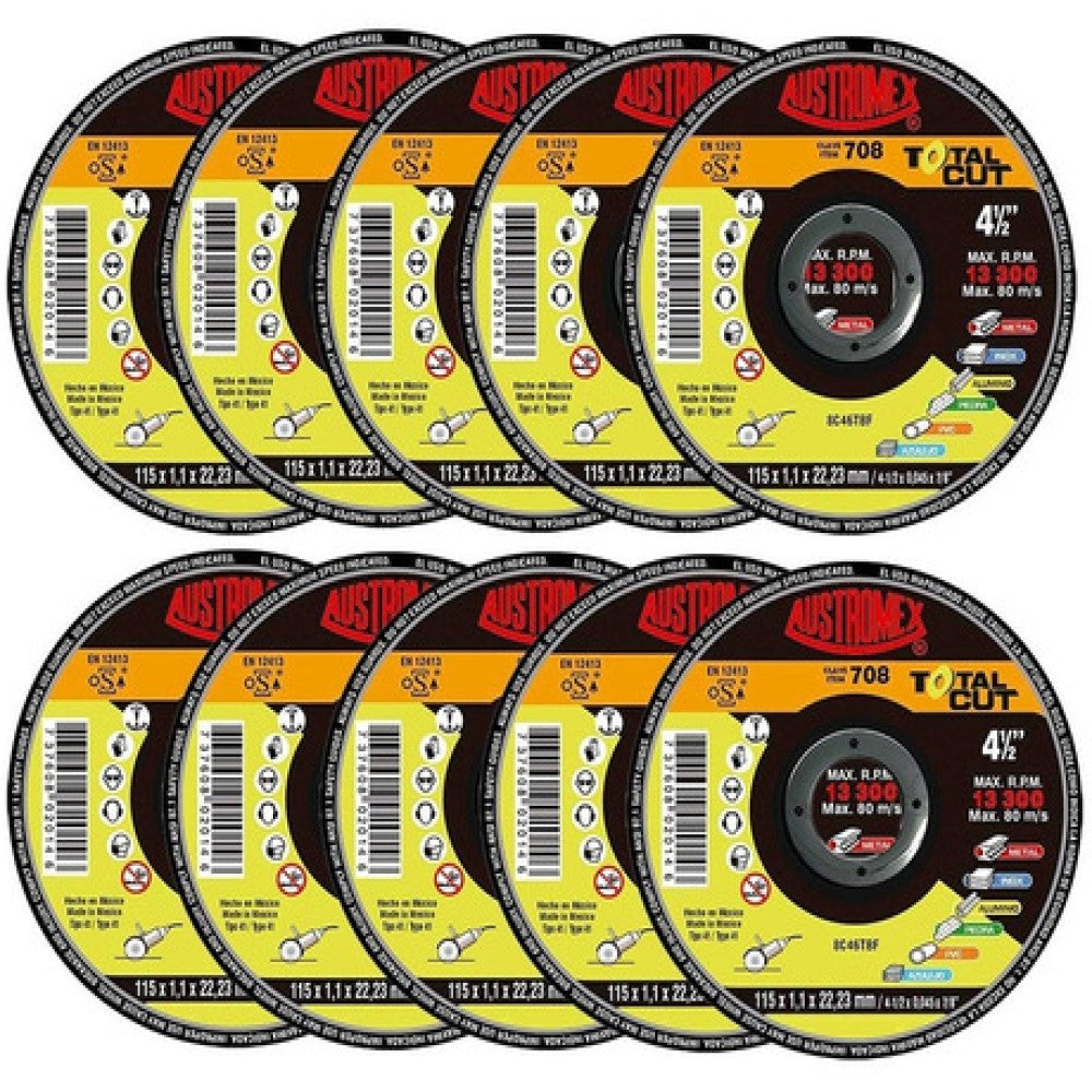 DISCO PLANO PARA CORTE TOTAL CUT 8C46TBF 4-1/2X0.045X7/8 (115 X 1.1 X 22.23) MCA AUSTROMEX