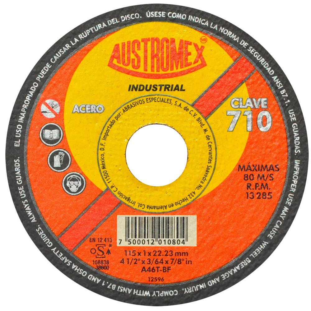 DISCO PARA CORTE DE METAL A46T BF 4-1/2X3/64X7/8 (115X1X22.2) MCA AUSTROMEX