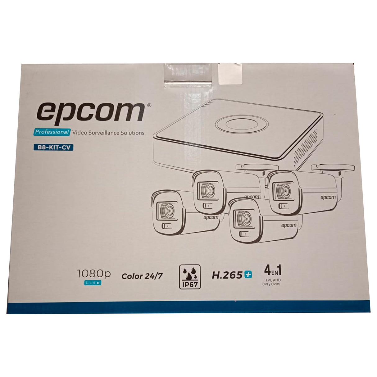 KIT TURBOHD 1080P LITE DVR 4 CANALES + 4 CAMARAS BALA 2 MGP COLORVU + FUENTE DE PODER + ACC INSTALACION