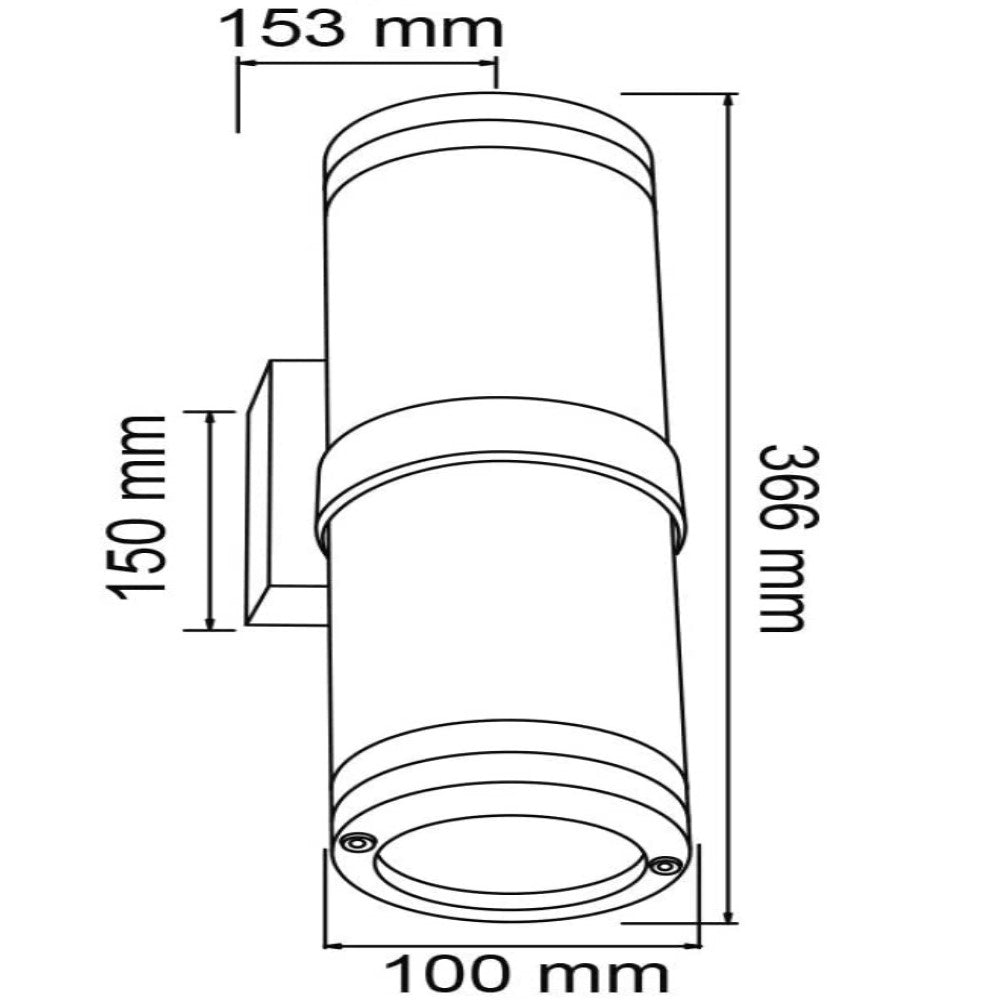 LUMINARIO INCANDESC. MURO EXTERIOR CUBIERTO 127V 50-60HZ 2XGU10 C. BLANCO TECNOLED