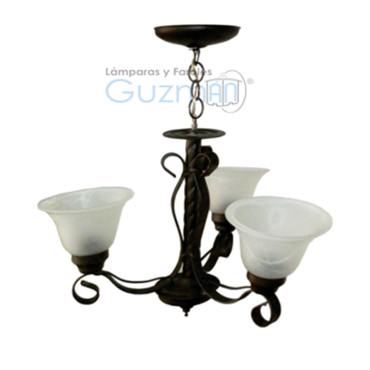 CANDIL MODELO 308 3 LUCES CON PANTALLAS CAFE MARMOL MCA GUZMAN