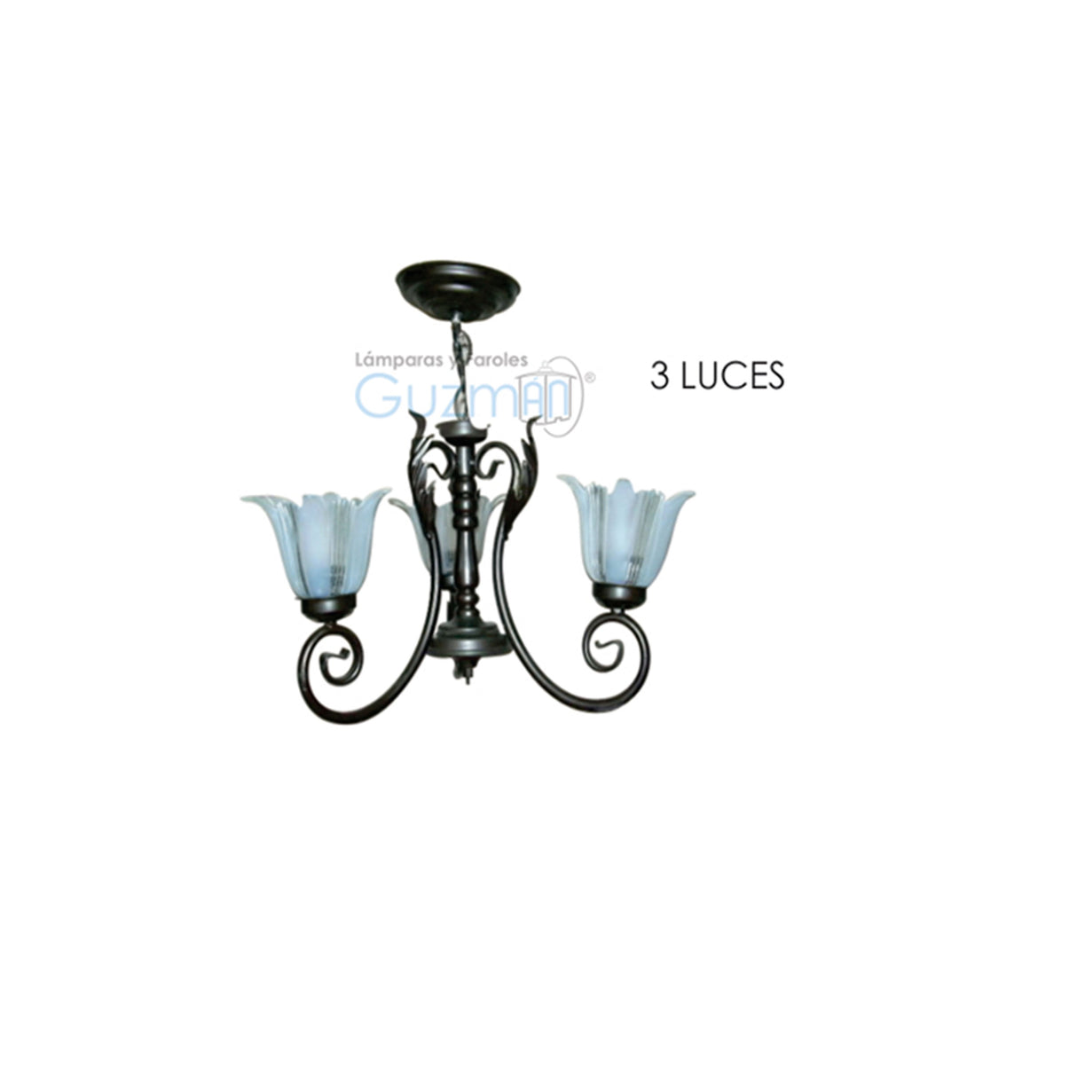 CANDIL MODELO 703 HOJAS 3 LUCES CON PANTALLAS CHOCOLATE MCA GUZMAN