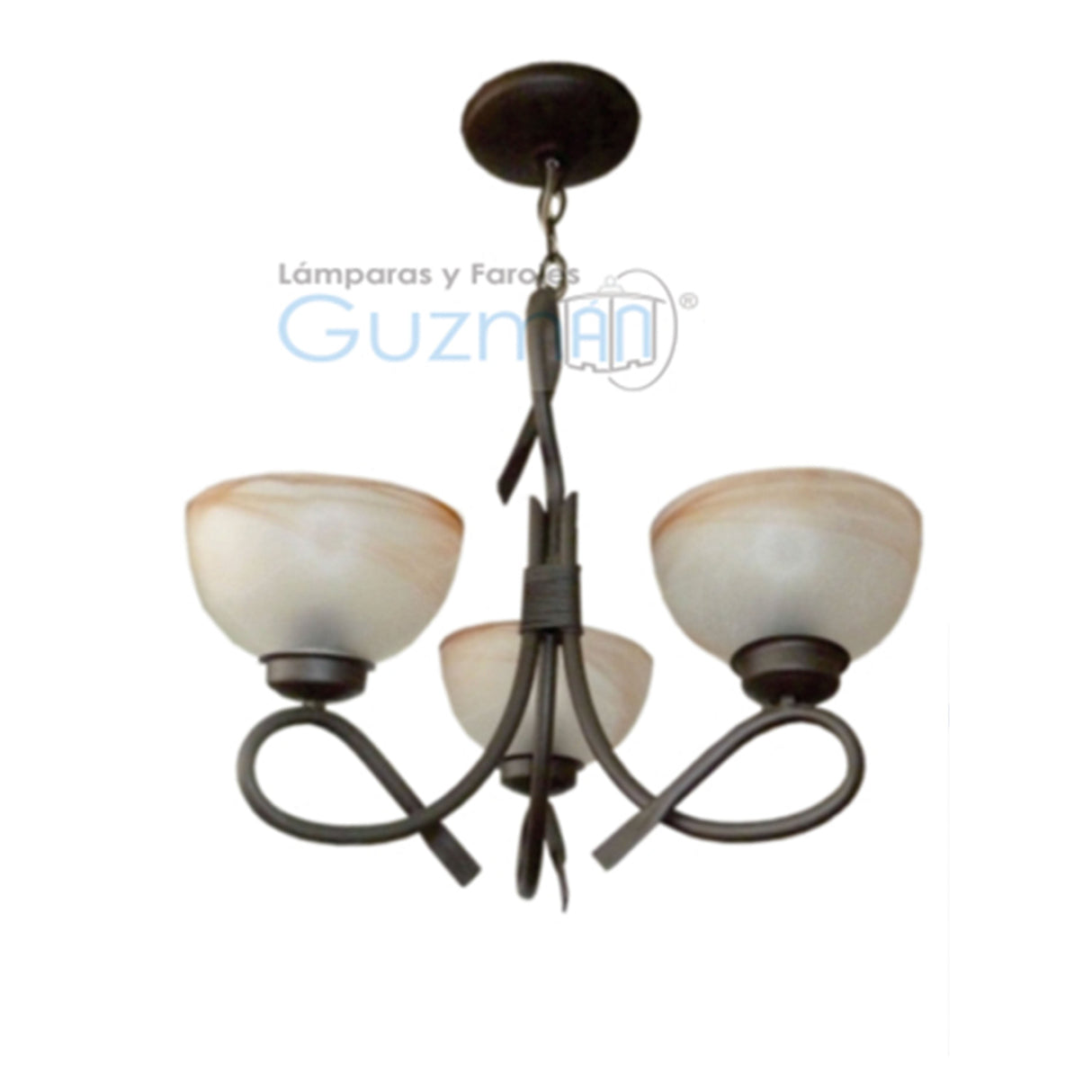 CANDIL MODELO 1001 3 LUCES CON PANTALLAS CAFE TABACO MCA GUZMAN