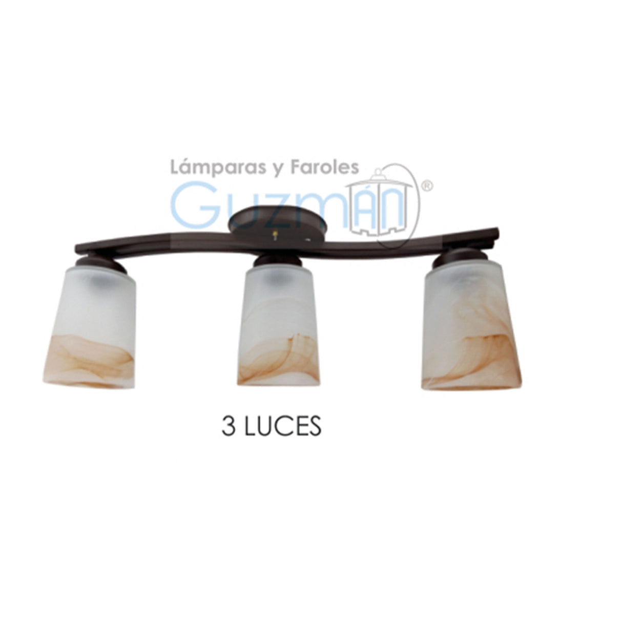 CANDIL REGLETA TIPO "S" 3 LUCES CON PANTALLA VASO TABACO MCA GUZMAN