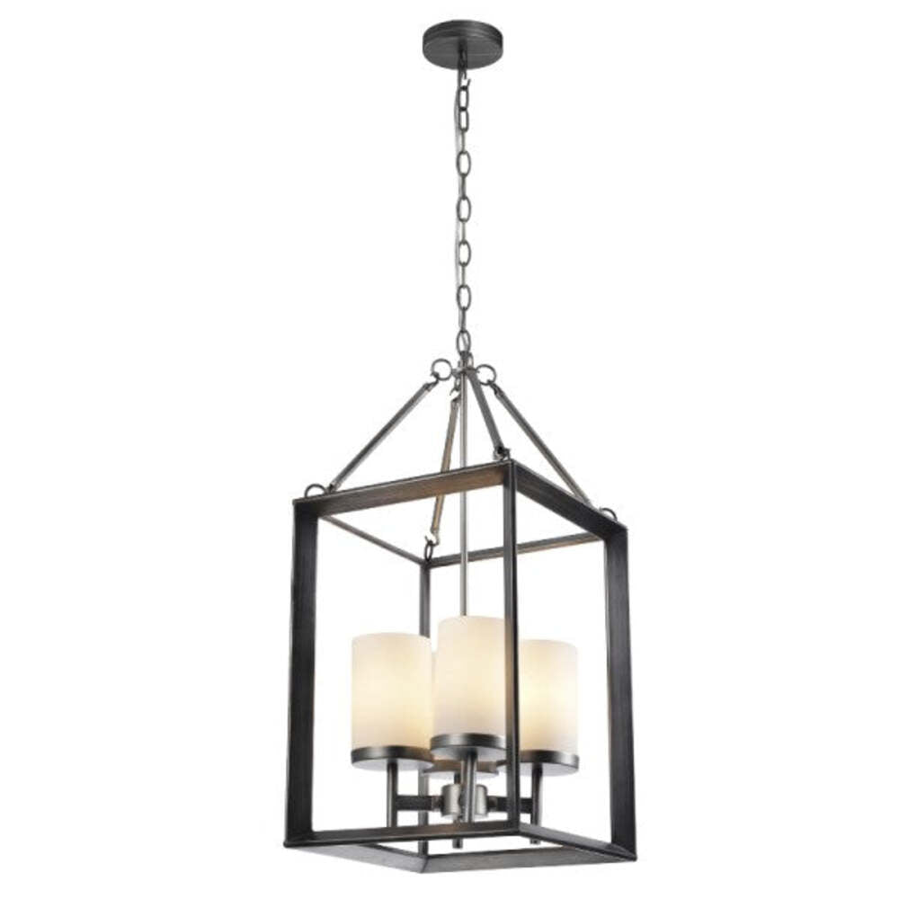 LUM 4 LUCES SUSPENDIDO TECHO CUADRO 240W 127V E27 GRIS-SATIN