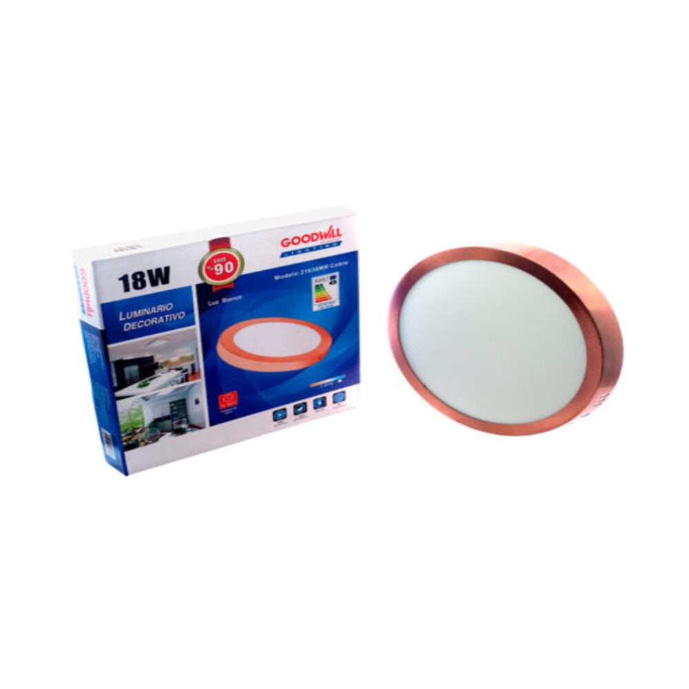 LUMINARIO LED COBRE PARA TECHO 18W 6500K 100-265V USO DE INTERIORES MCA GOODWILL