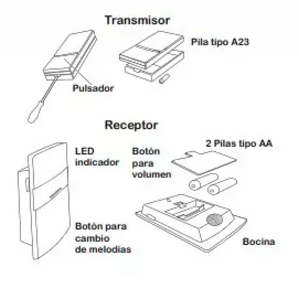 TIMBRE INALAMBRICO SHIELD D888W-PL BLANCO P/PILAS