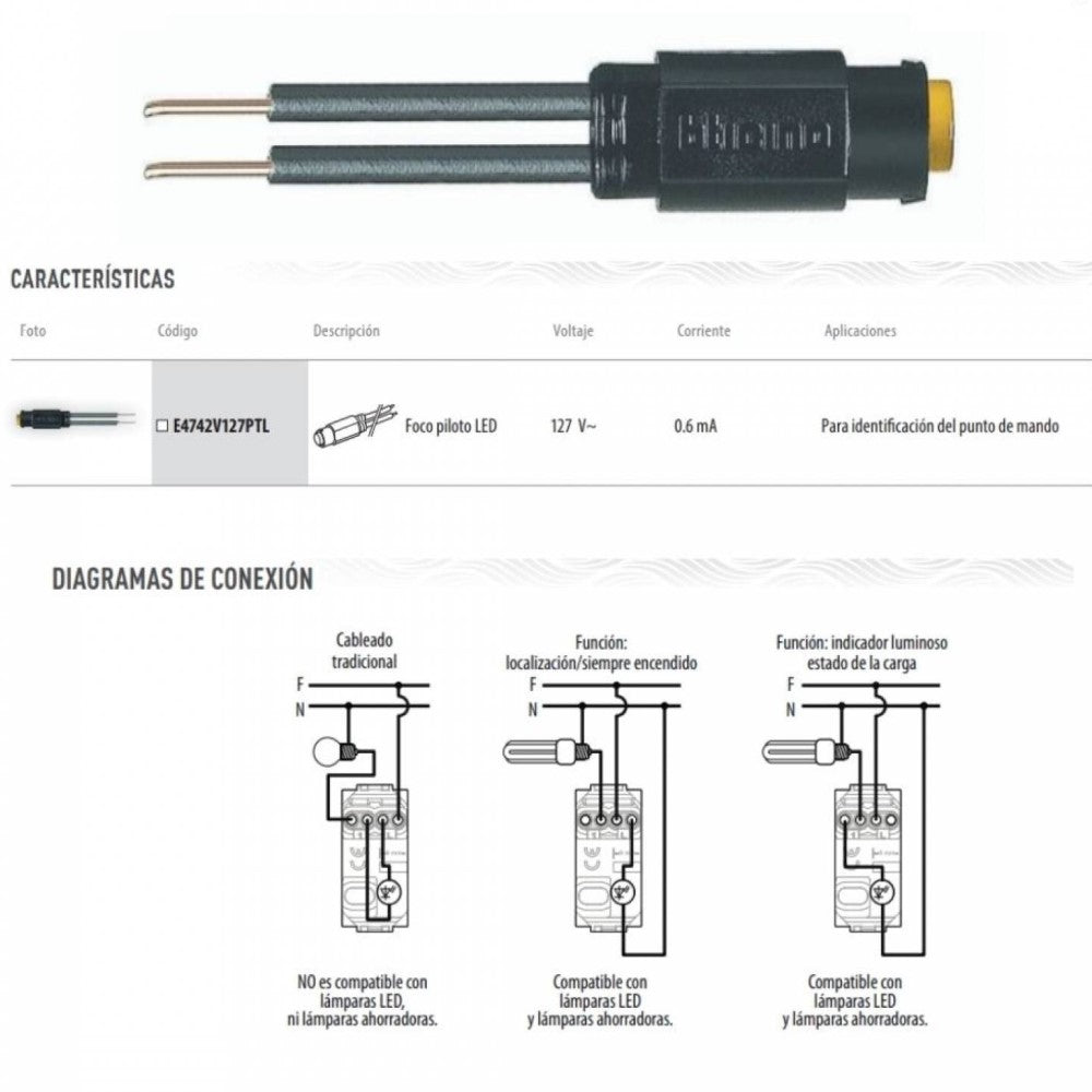 FOCO PILOTO LED 127V COLOR ÁMBAR
