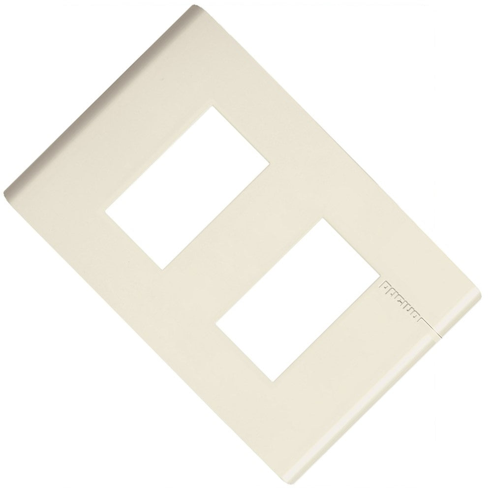 PLACA DE 2 MODULOS CON CHASIS DE RESINA, COLOR MARFIL