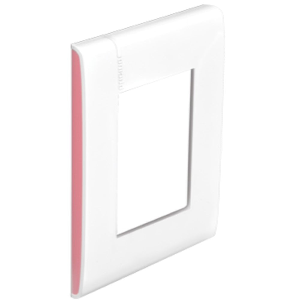 PLACA DE 3 MÓDULOS COLOR BLANCO CON PERFILES LATERALES COLOR FLAMINGO