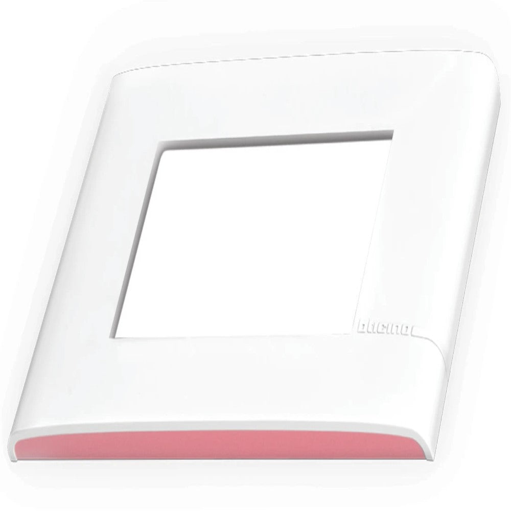 PLACA DE 3 MÓDULOS COLOR BLANCO CON PERFILES LATERALES COLOR FLAMINGO