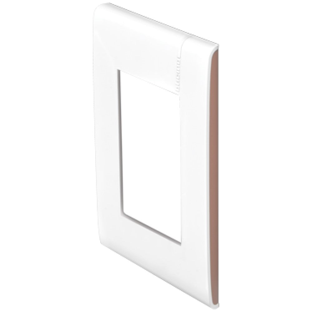 PLACA DE 3 MÓDULOS COLOR BLANCO CON PERFILES LATERALES COLOR MOKA