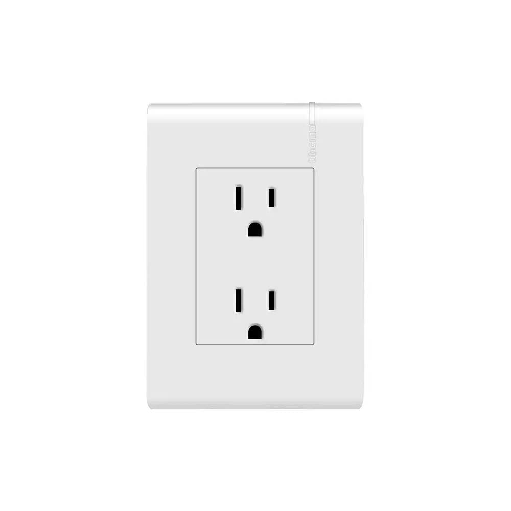 TOMACORRIENTE DÚPLEX 2P+T CON PROTECCIÓN INFANTIL 15A 127-250V PLACA BLANCA