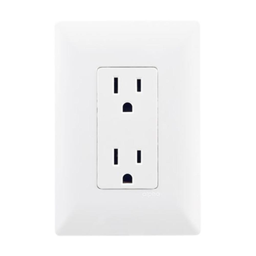 CONTACTO DUPLEX ECO. 2P+T CON PLACA BLANCA ALPHA