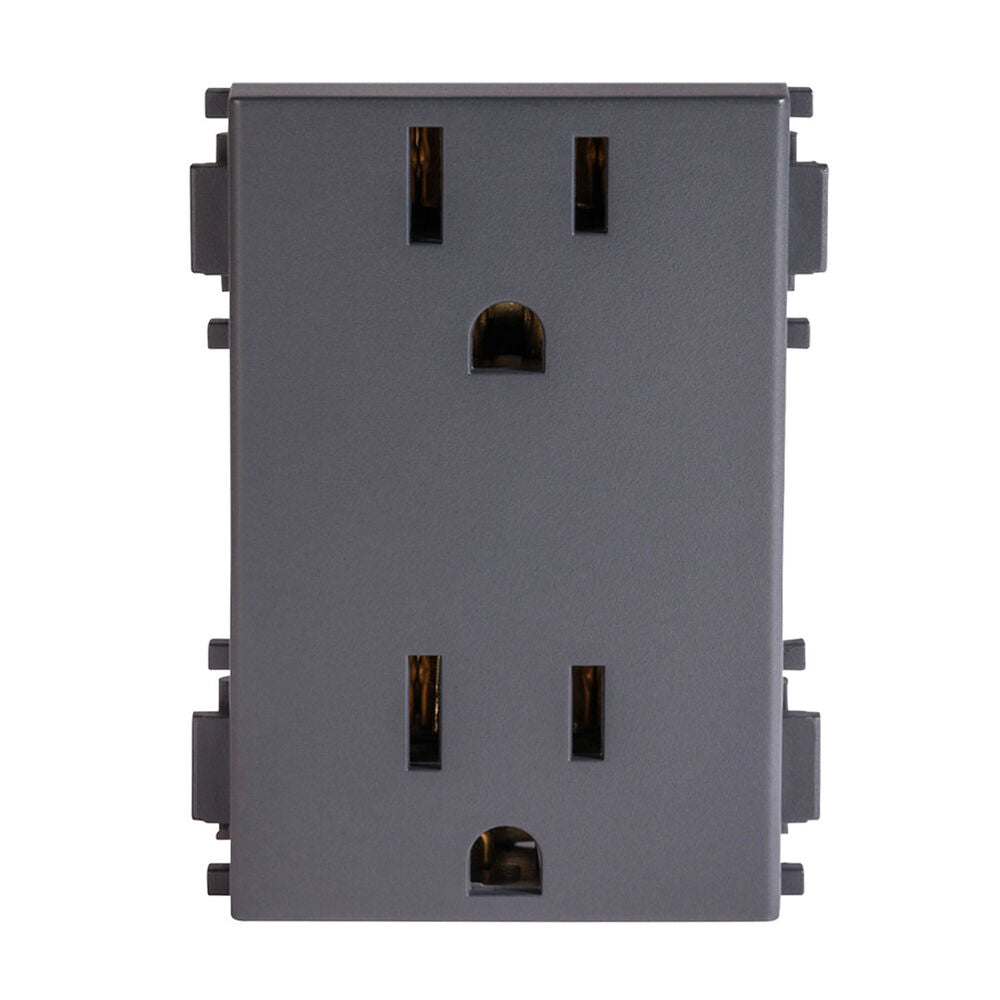 CONTACTO DÚPLEX ESTEVEZ ALPHA 2 POLOS CON TIERRA 3 MÓDULOS NEGRO