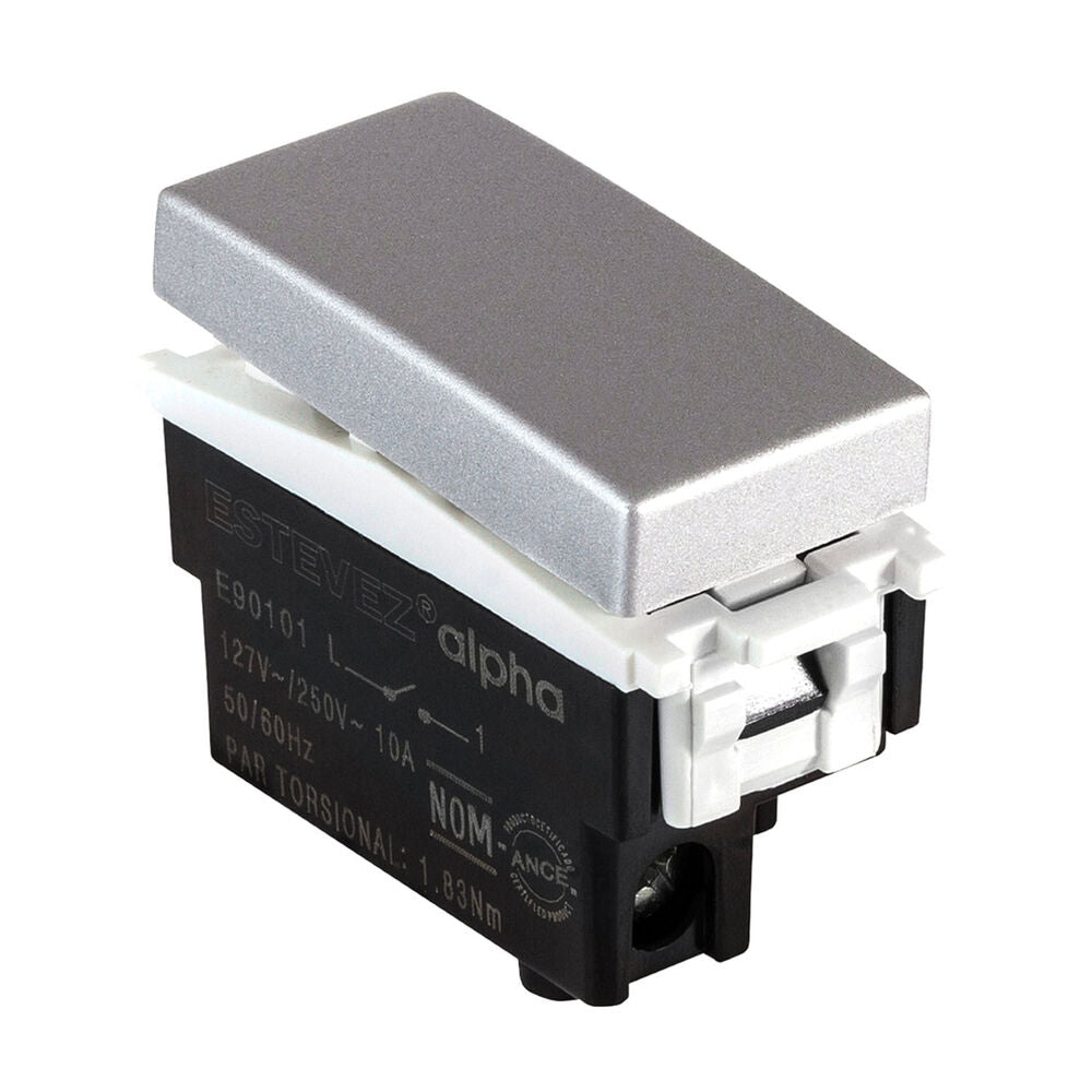 APAGADOR SENCILLO ESTEVEZ ALPHA SIN PILOTO PLATA