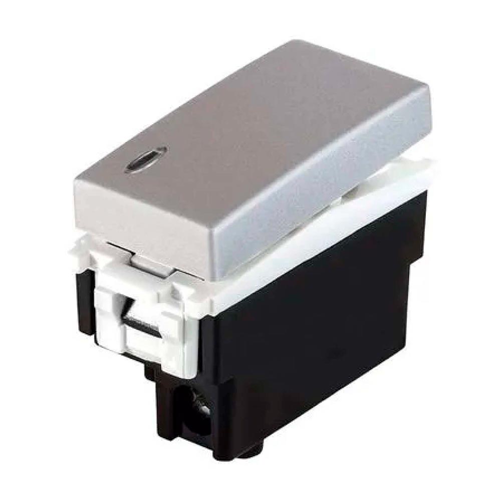 APAGADOR DE ESCALERA ESTEVEZ ALPHA CON PILOTO LED PLATA