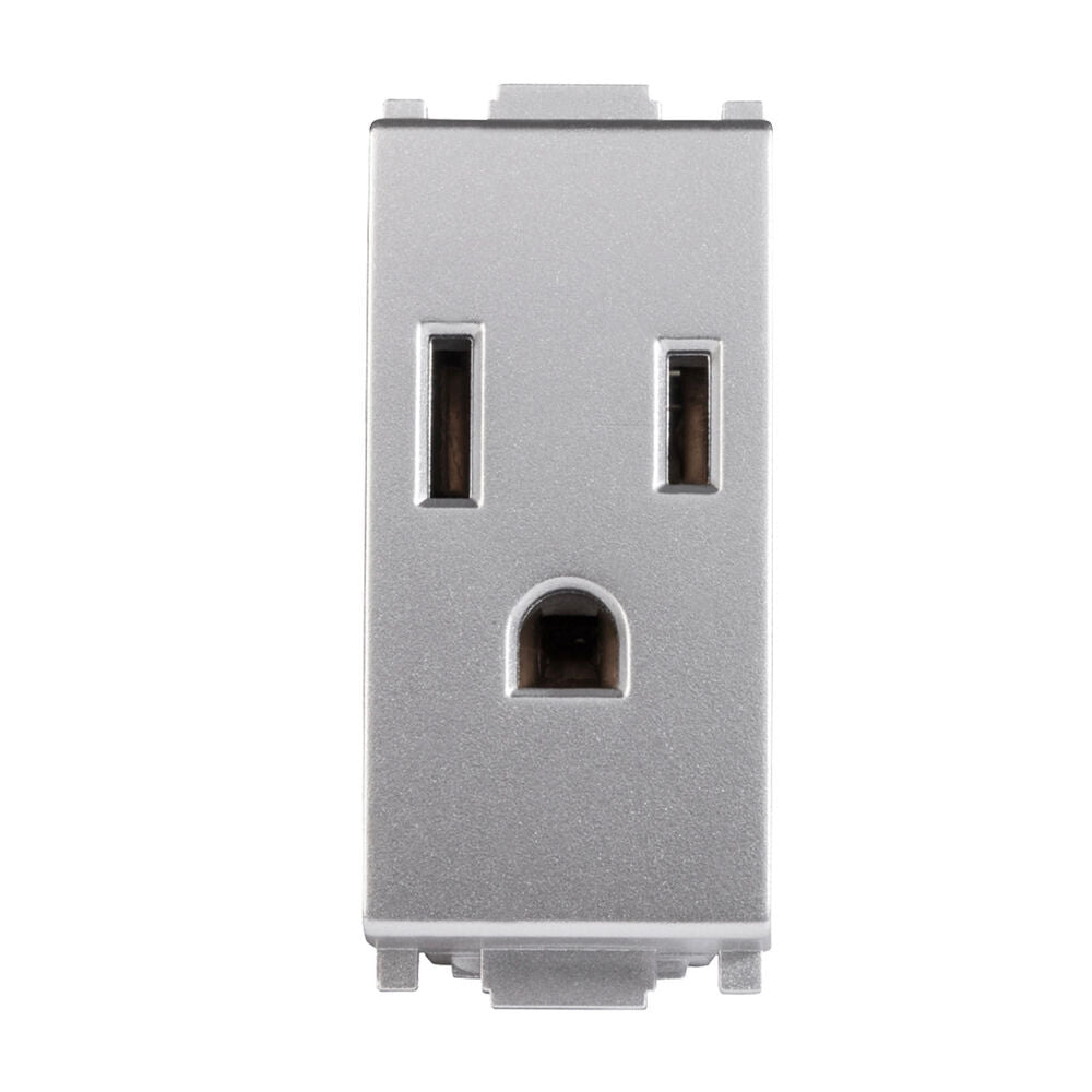 CONTACTO ESTEVEZ ALPHA 2 POLOS CON TIERRA 1 MÓDULO PLATA