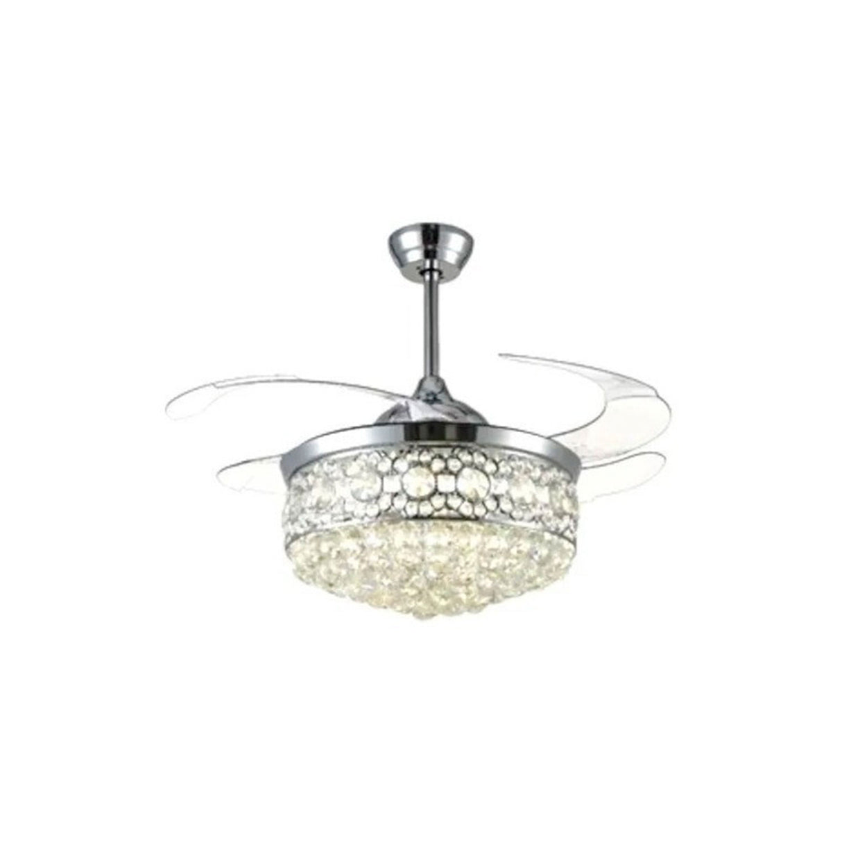 LAMPARA VENTILADOR TECHO 3 PASOS PEDRERIA PLATA F8574A-500