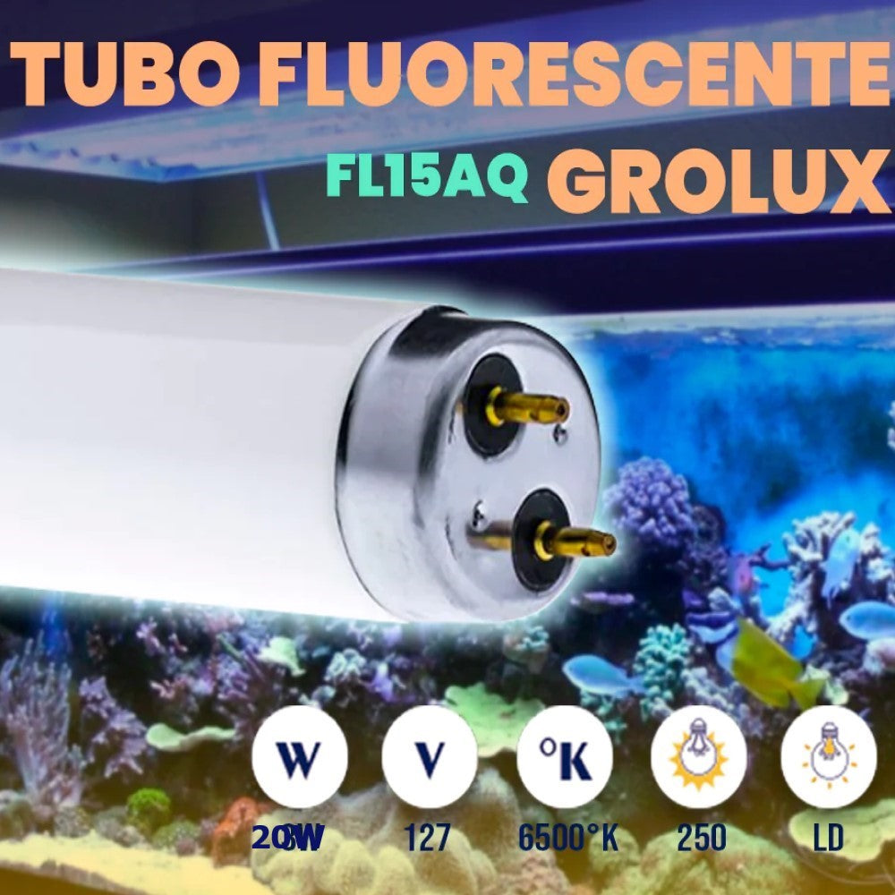 TUBO FLUORESCENTE GROLUX 20W T8 ACUARIO