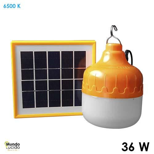 FOCO SOLAR 36W 6500K CON GANCHO PARA COLGAR T CARGA 5-6H MUNDO LUCIDO ***PANEL SOLAR INCLUIDO***