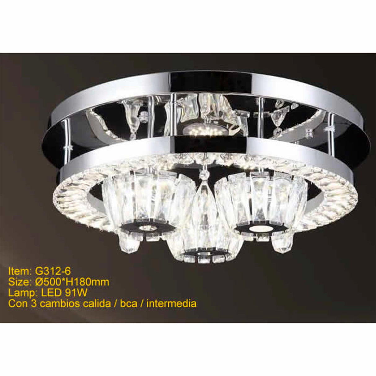 PLAFON MULTIPRISMAS DE LED 115W C/ TRES CAMBIOS DE TONO MCA IIDSA