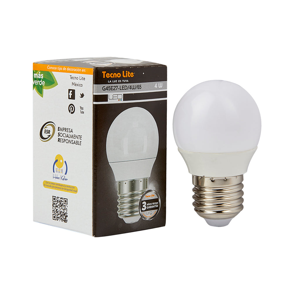 FOCO GLOBO G45 LED 4 W LUZ DE DIA BASE E27 NO ATENUABLE