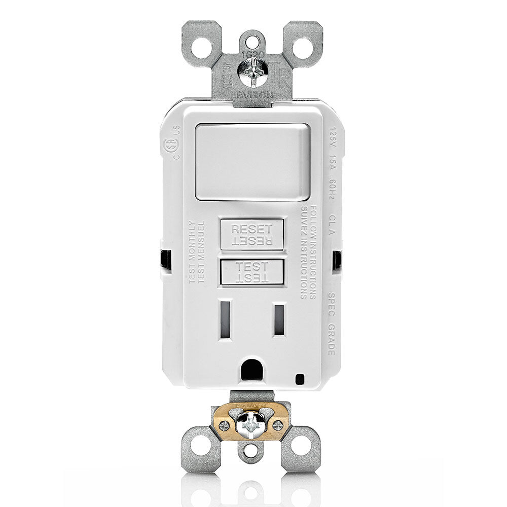 RECEPTACULO SENCILLO DECORA GFCI TAMPER RESISTANT C/INT. 1P 15A125V BCO INCLUYE PLACA