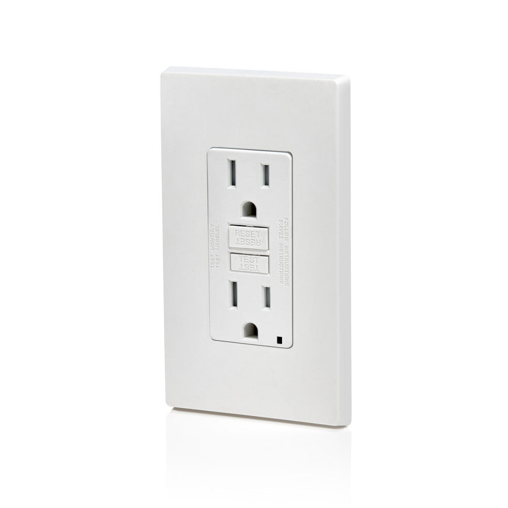 RECEPTACULO DUPLEX ICFT FASE X SLIM 15A/125V. TR BLANCO GFTR1-00W *** OFRECER E90329 O N2329-BL ***