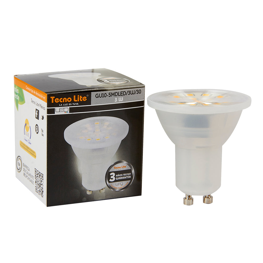 LAMP. LED 3W/127V. GU10 3000K BCO. CALIDO *** OFRECER 88655 O GU10-LED/5.5W/30 ***
