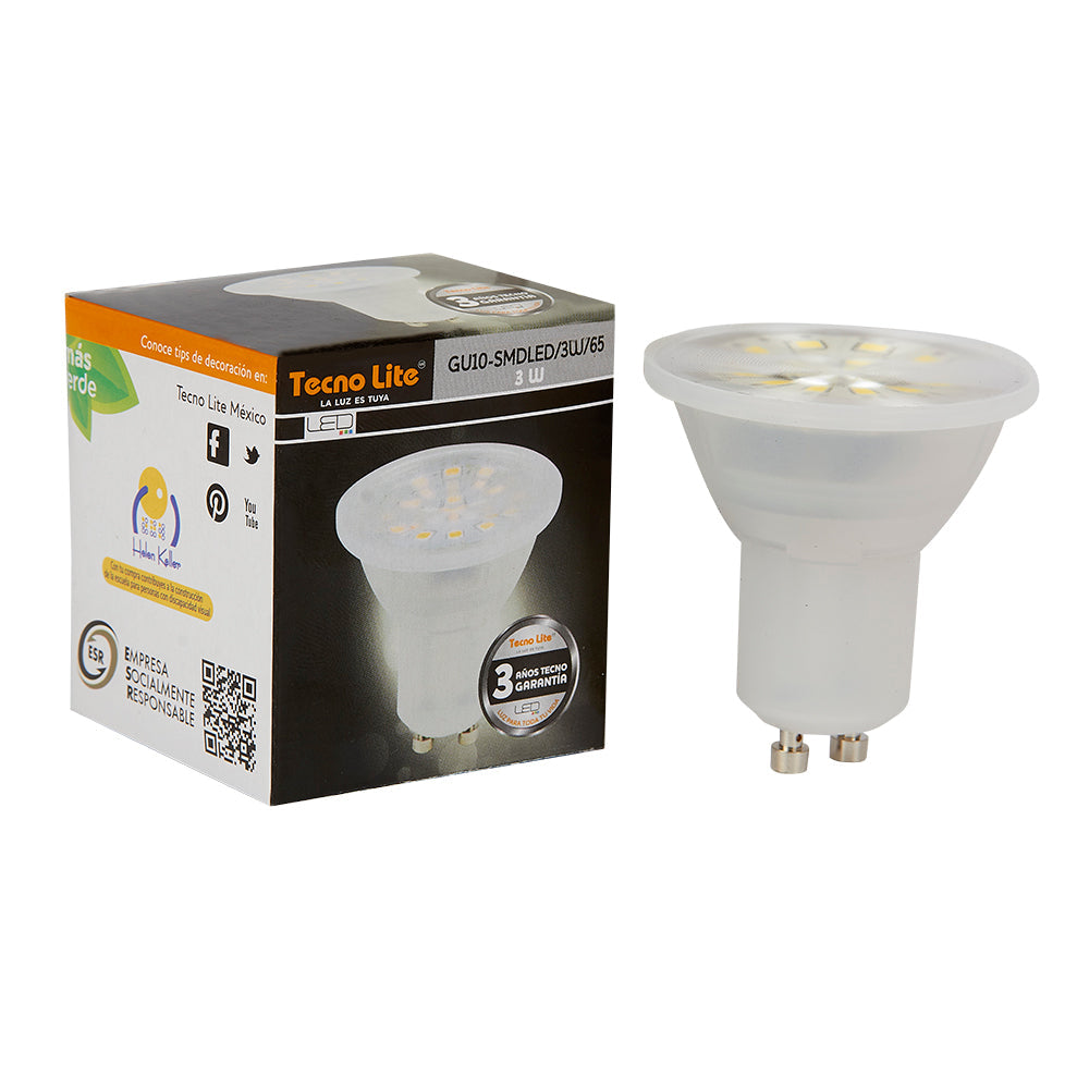 FOCO GU10 LED 3 W LUZ DE DIA NO ATENUABLE GU10-SMDLED/3W/65 *** OFRECER GU10-LED/5.5W/65 ***
