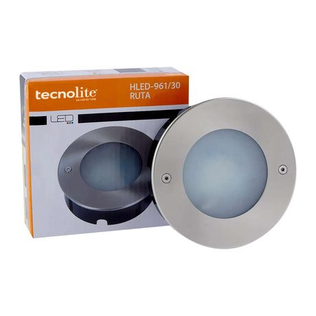 LÁMPARA DE EXTERIOR LED RUTA TECNOLITE DE PISO EMPOTRABLE 9W LUZ SUAVE CÁLIDA LED INTEGRADO