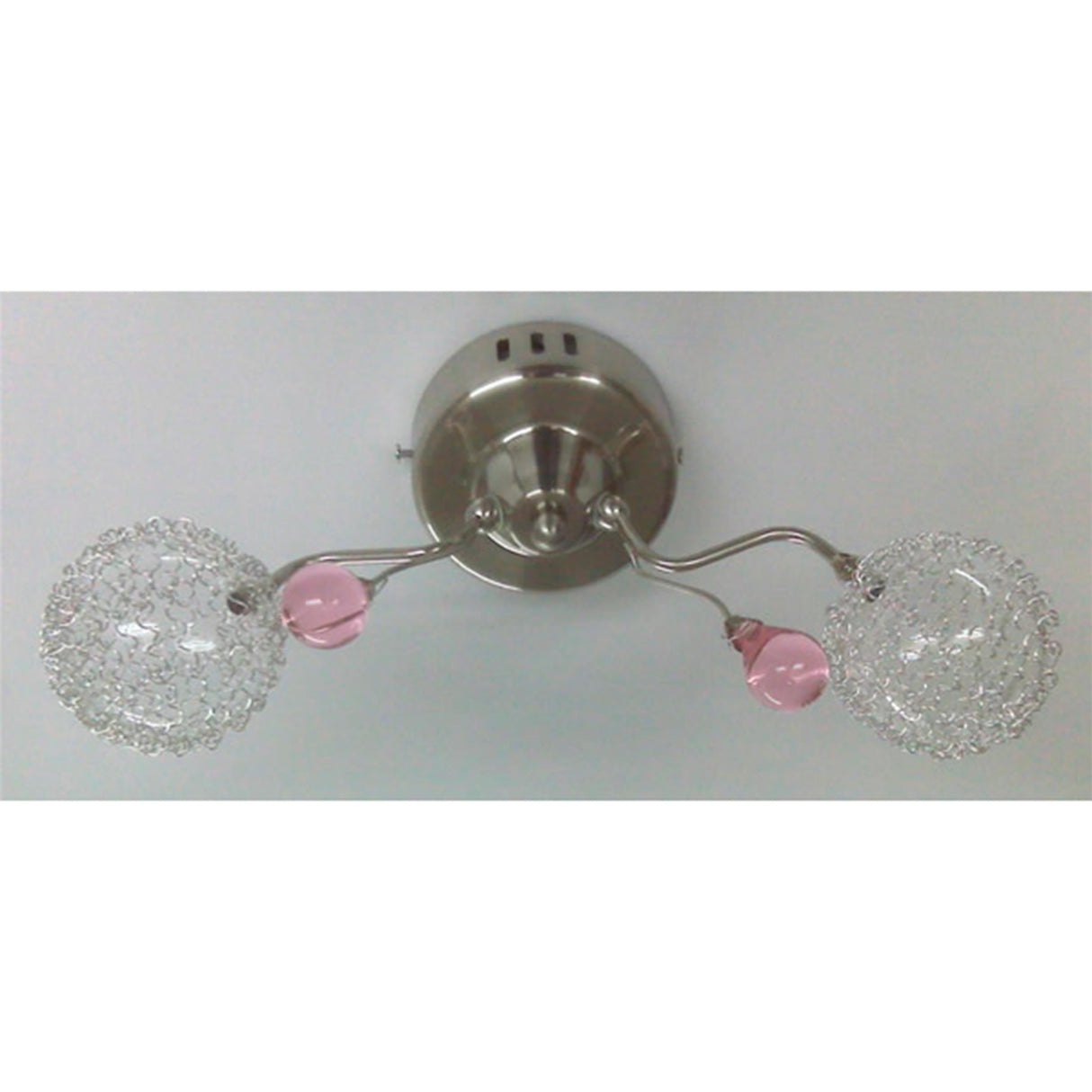 HS7013-8 ARBOTANTE 2LESPIRAL DE METAL C-MINIESFERAS ROSAS IIDSA