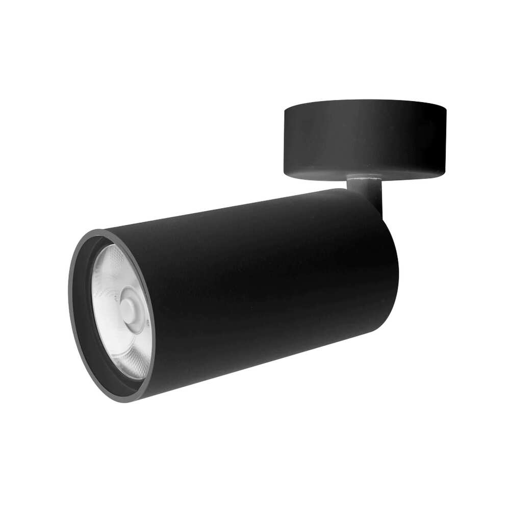 LUMINARIO P/GU10 LED REDONDA TIPO CILINDRO SOBREPONER DIRIGIBLE ALUMINIO NEGRO IP20 (S/LAMP) ILUMILEDS