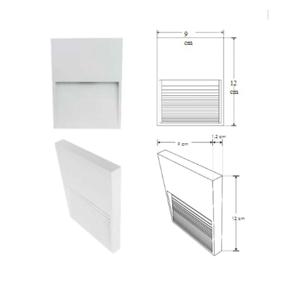 LUMINARIO DE PARED SOBREPONER RECTANGULAR LED BLANCO 2W BLANCO CALIDO 120 85-265V IP65 ILUMILEDS