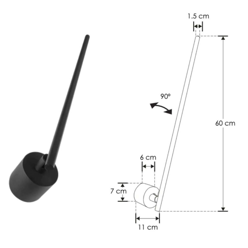 LUMINARIO DE PARED EMPOTRADO CILINDRICO DIRIGIBLE NEGRO 10W BLANCO CALIDO 120 100-240V IP20 ILUMILEDS