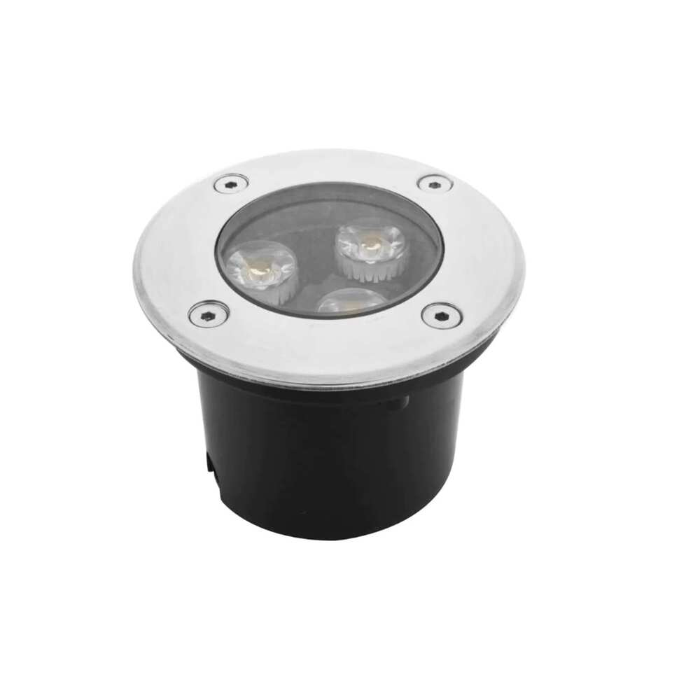 LUMINARIO DE PISO EMPOTRAR REDONDO LED 3W BLANCO CALIDO 45 TAPA DE ACERO INOX INCLUYE HOUSING 85-265V IP65 ILUMILEDS