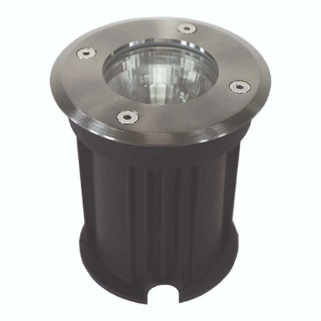 LUMINARIO DE PISO  BASE GU10 50 WATTS REDONDO DE EMPOTRAR TAPA DE ACERO INOXIDABLE CUERPO ALUMINIO INCLUYE HOUSING 100-240V CA PROTECCION IP67 ILUMILEDS