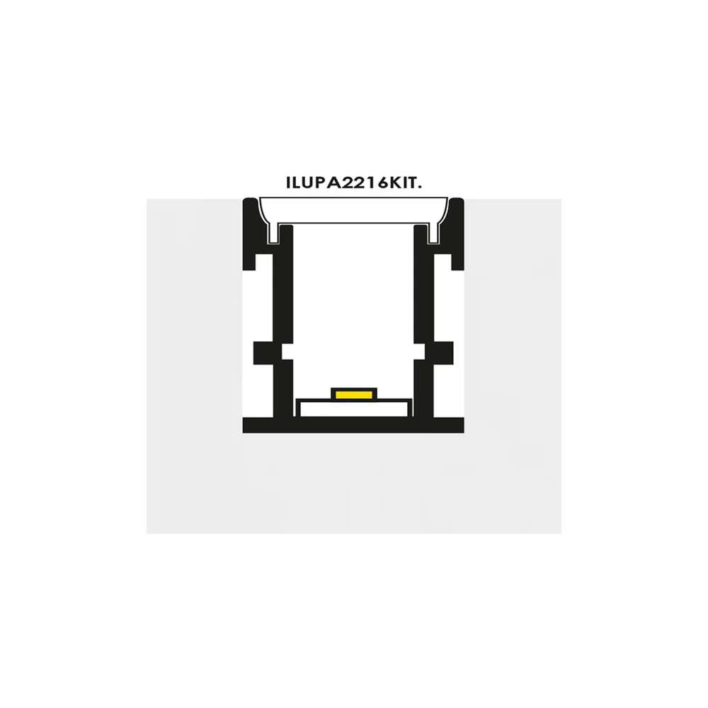 KIT PERFIL P/TIRA EXTRAPLANA LED S/CEJA (PERFIL RECT ALUM 3M + MICA DIFUSA 3M + 2 TAPAS LAT) ILUMILEDS