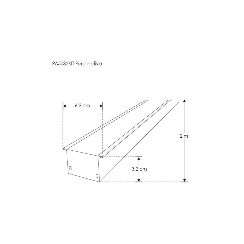 KIT PERFIL PARA TIRA EXTRAPLANA LED O TARJETAS LED CON CEJA (PERFIL RECT ALUM 2M + MICA DIFUSA 2M + KIT 2 TAPAS LAT + 2 RESORTES DE EMP IP20) ILUMILEDS