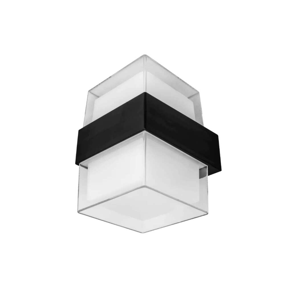 LUMINARIO PARED LED BLANCO CALIDO 10W CUBO SALIDA LUZ INDIRECTA SUPERIOR E INFERIOR NEGRO 100-240VCA IP54SIN